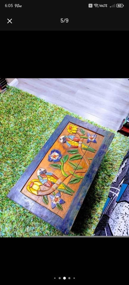 Vintage 1940s Handcarved Tropical Trunk Coffee Table - photo 5