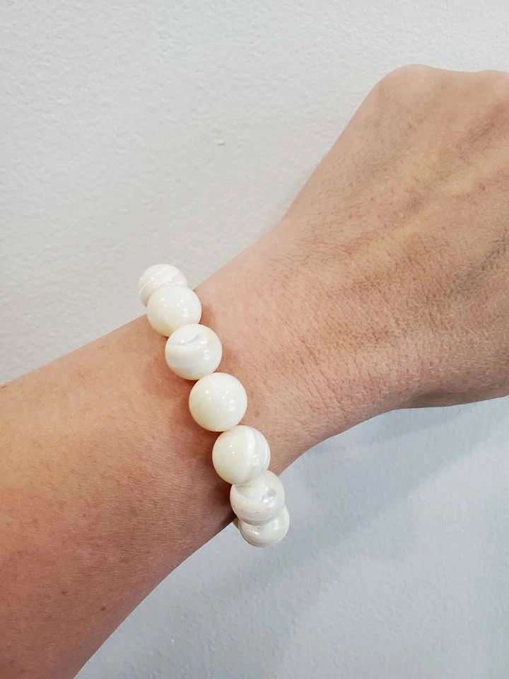 Mother of Pear Natural Bracelet 12mm fits 15.5cm wrist