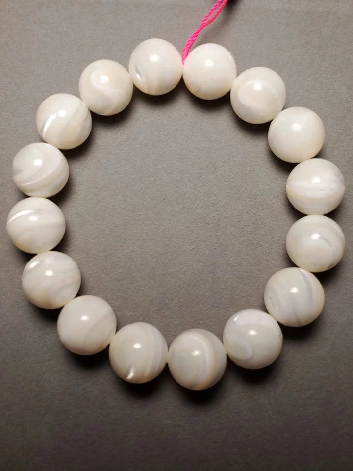Mother of Pear Natural Bracelet 12mm fits 15.5cm wrist - photo 2