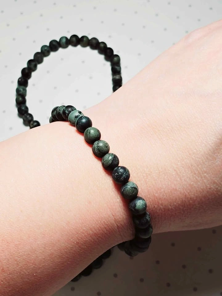 Kambaba Frosted Natural Gemstone Bracelet 6mm beads fits 16cm wr