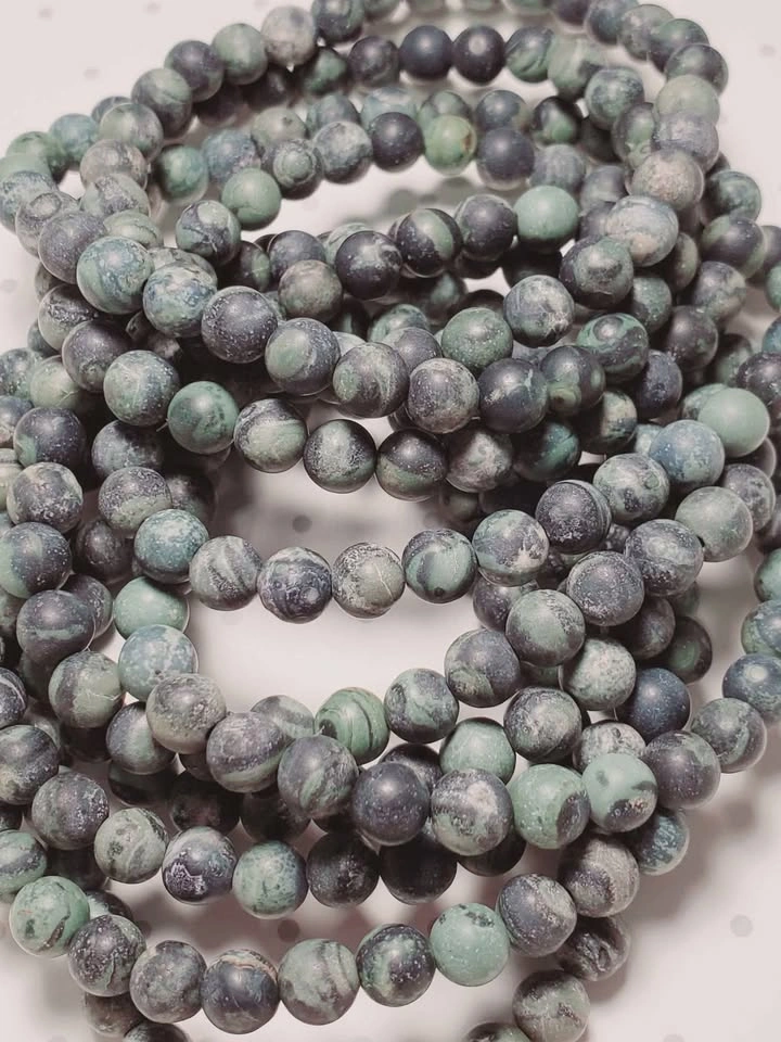 Kambaba Frosted Natural Gemstone Bracelet 6mm beads fits 16cm wr - photo 2