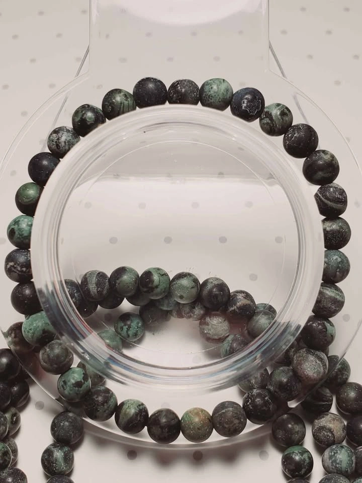 Kambaba Frosted Natural Gemstone Bracelet 6mm beads fits 16cm wr - photo 3
