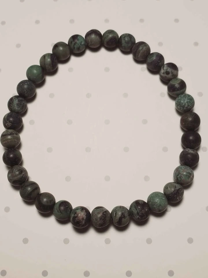 Kambaba Frosted Natural Gemstone Bracelet 6mm beads fits 16cm wr - photo 4