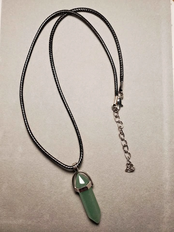 Green Aventurine Double Point Pendant Necklace Natural Gemstone