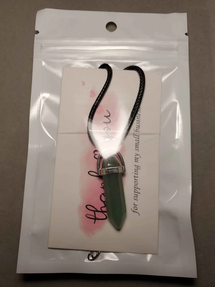 Green Aventurine Double Point Pendant Necklace Natural Gemstone - photo 4