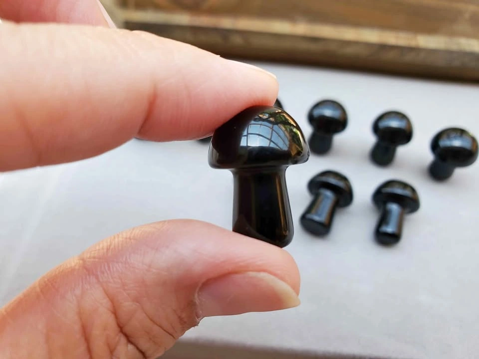 Mushroom Mini Crystal Black Obsidian Gemstone