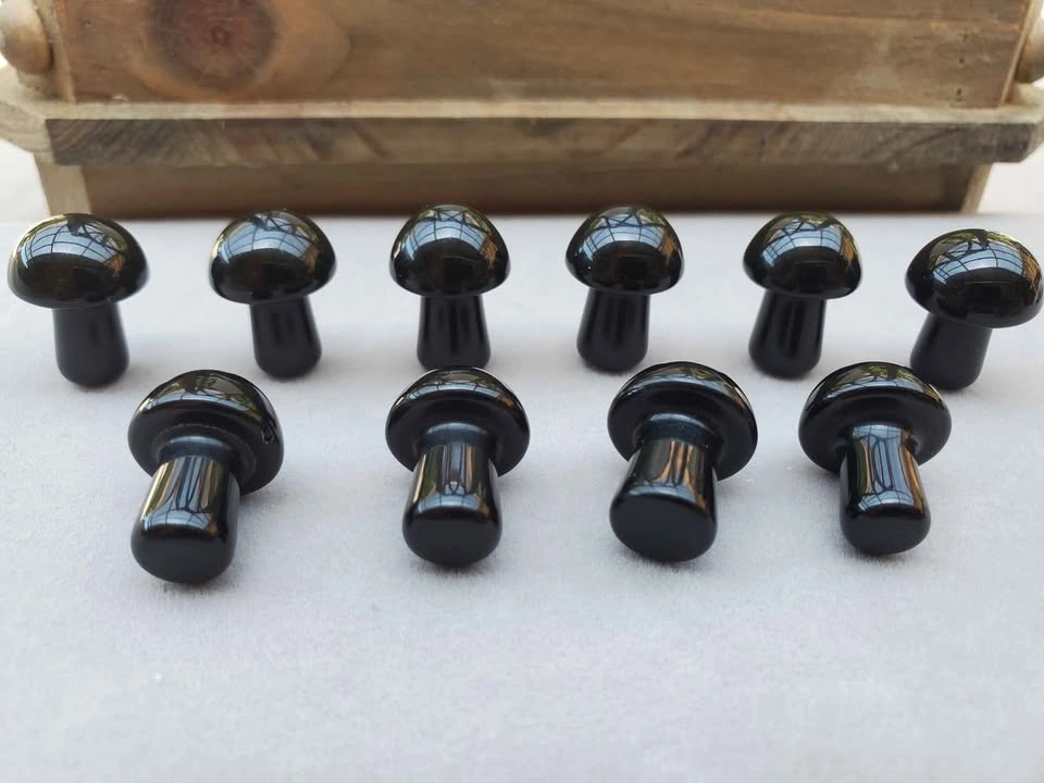 Mushroom Mini Crystal Black Obsidian Gemstone - photo 2