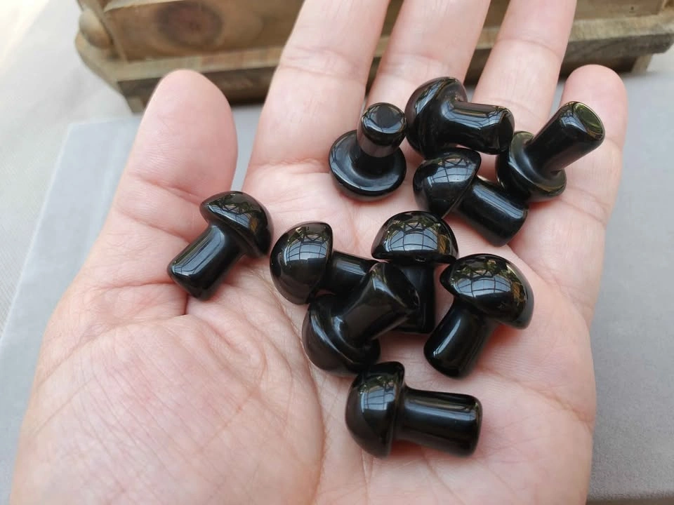Mushroom Mini Crystal Black Obsidian Gemstone - photo 3