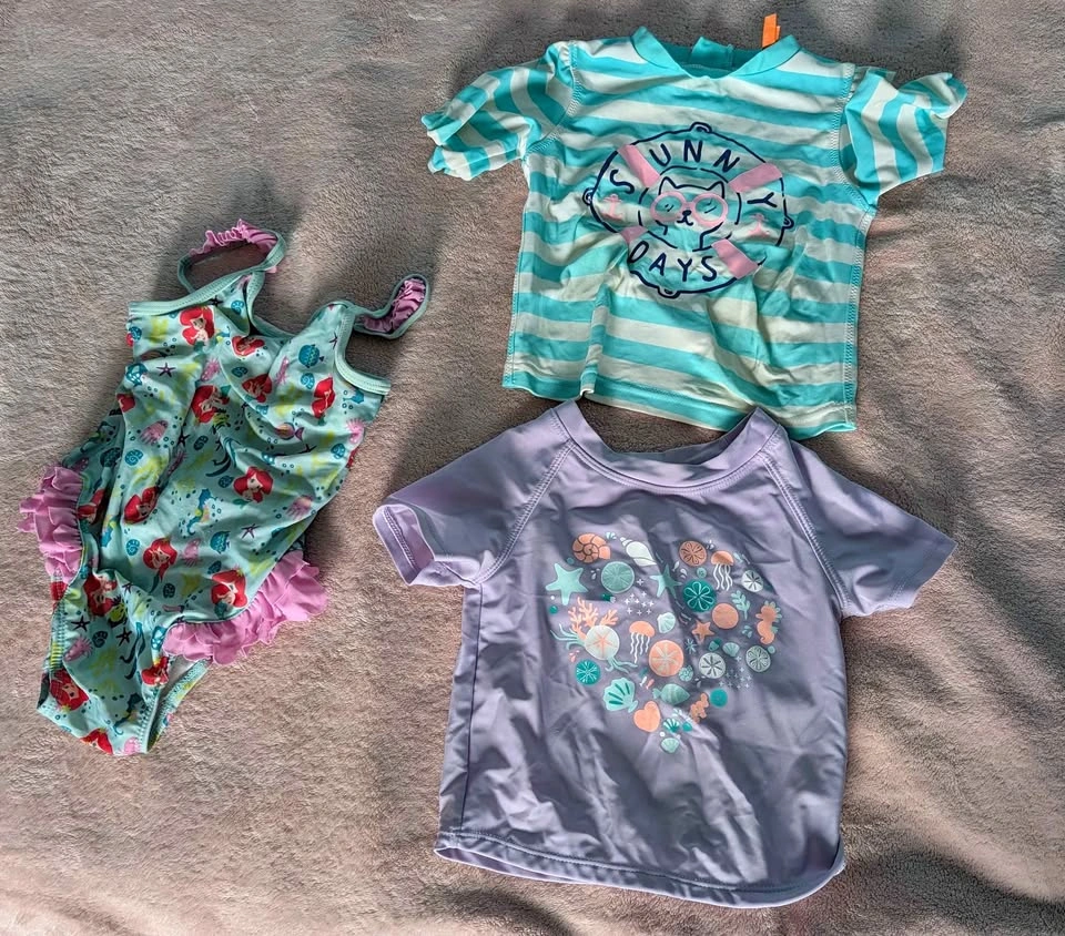 Girls 18-24m Swim Suits + Rash Guard Swim Tops