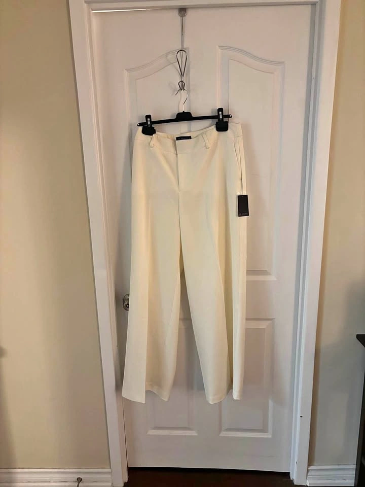 Ivory Wide-Leg Trousers - Eloquii Size 16