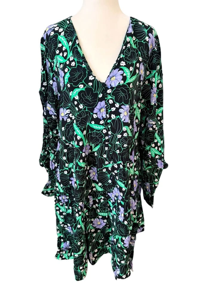 YAS Floral Tiered Mini Dress - Women's Large - photo 2