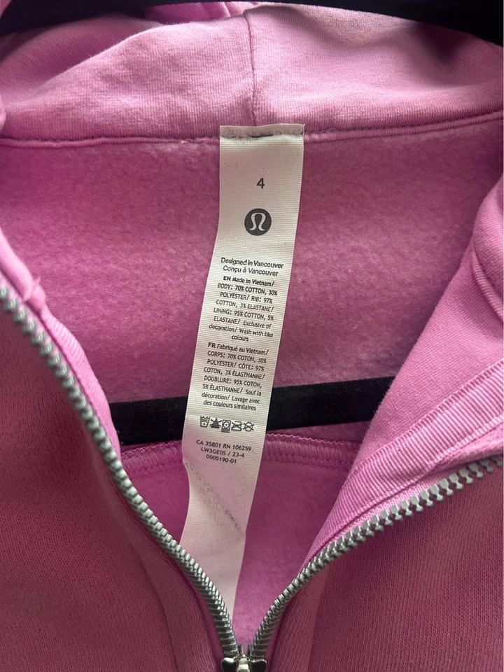 Lululemon Scuba Full Zip Cropped Hoodie Meadowsweet Pink - photo 3