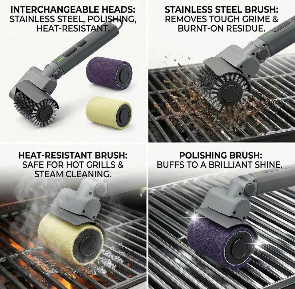Electric Grill Brush 3-in-1 Kit – Cordless BBQ Cleaner with Rein - photo 5