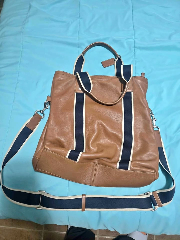 RARE COACH HERITAGE WEB LEATHER UTILITY TOTE Bolsa Coach de cuer