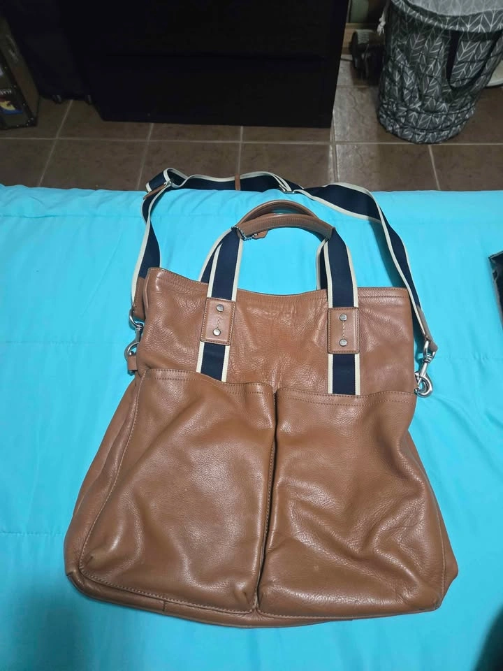 RARE COACH HERITAGE WEB LEATHER UTILITY TOTE Bolsa Coach de cuer - photo 2