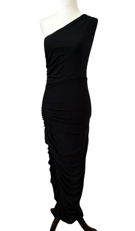 Vici Black One Shoulder Ruched Maxi Dress - Medium - photo 2