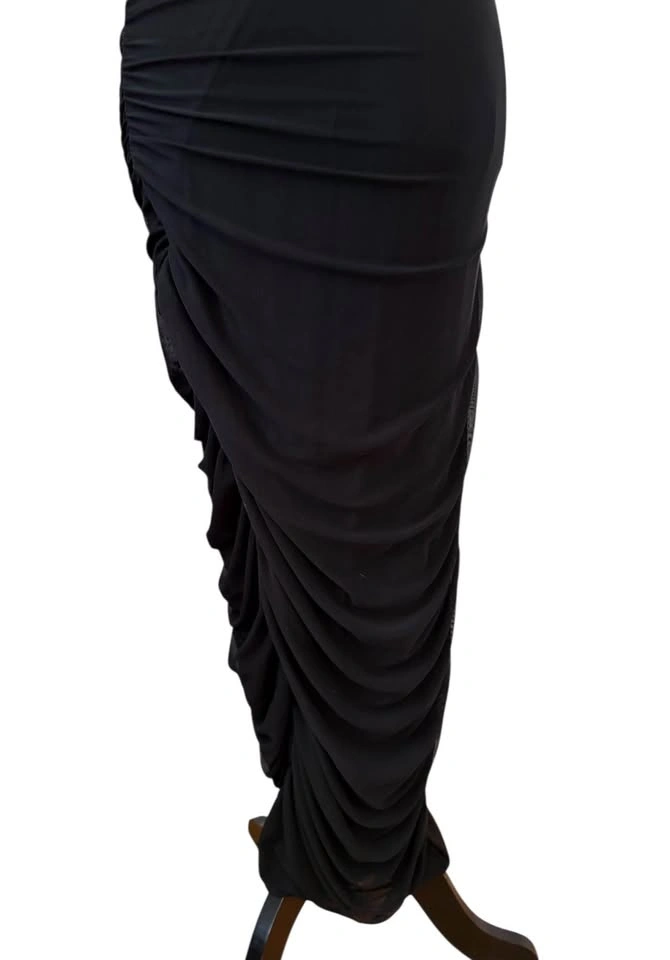 Vici Black One Shoulder Ruched Maxi Dress - Medium - photo 3