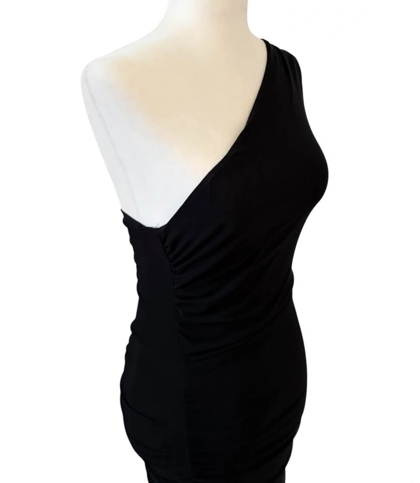 Vici Black One Shoulder Ruched Maxi Dress - Medium - photo 4