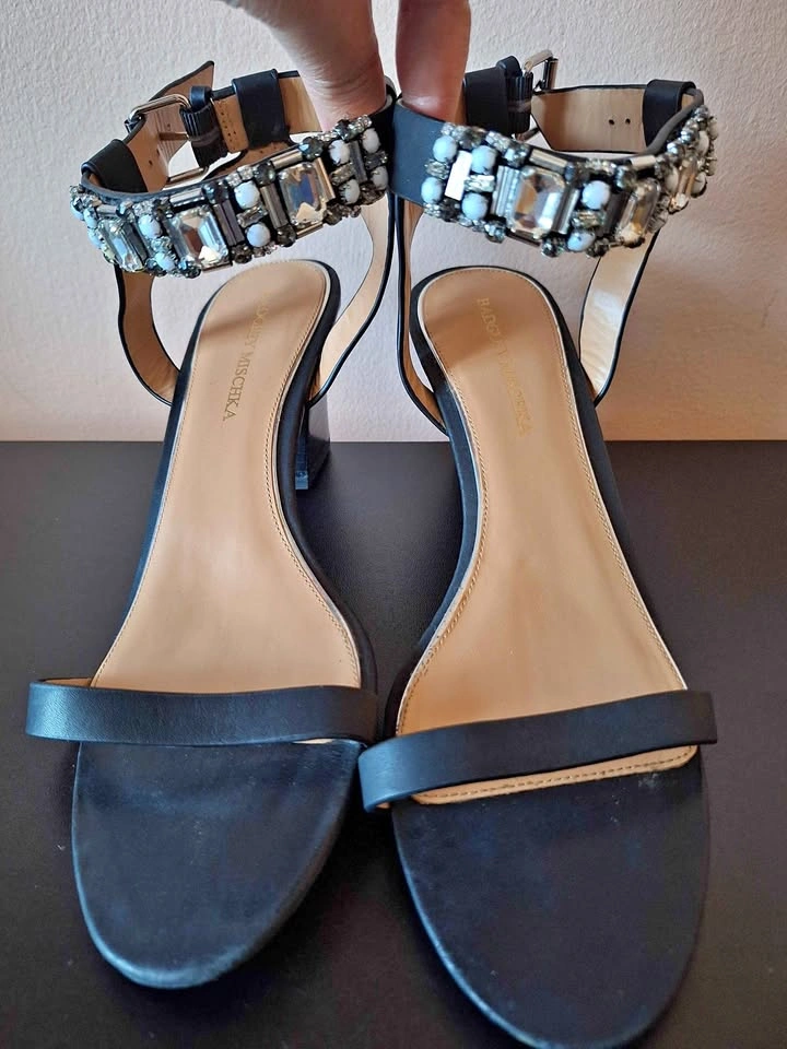 Badgley Mischka Rhinestone Ankle Strap Heels - Size 9.5