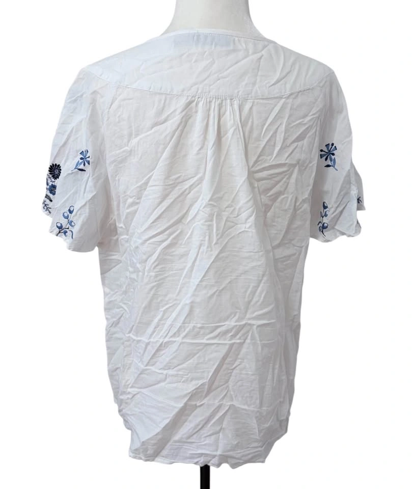 Bay Studio White Blue Floral Medium Embroidered Peasant Top - photo 5