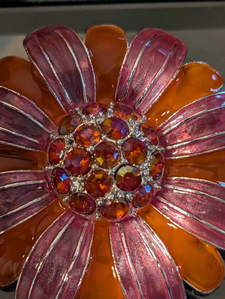 Vintage Avon Daisy Brooch Pink & Orange Flower Retro - photo 2
