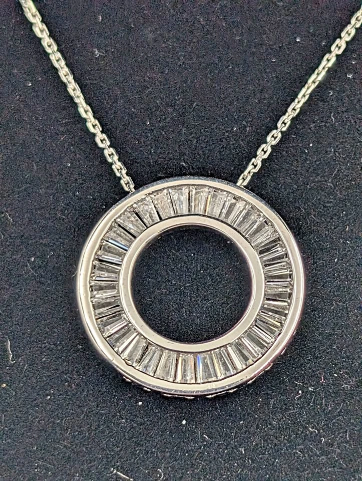 925 Silver NEW Circle of Life Chain Baguette Cut CZ