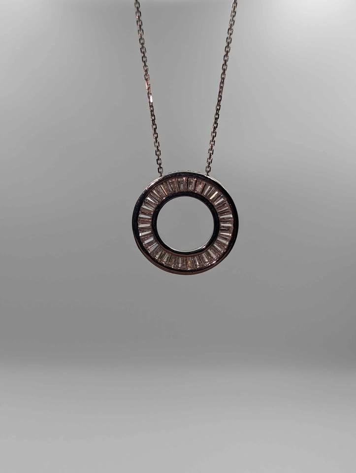 925 Silver NEW Circle of Life Chain Baguette Cut CZ - photo 4
