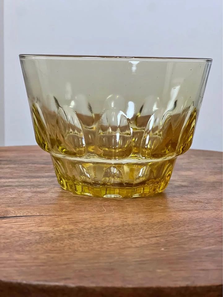 Amber Depression Glass Bowl - Honey Gold Thumbprint
