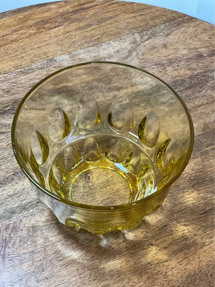 Amber Depression Glass Bowl - Honey Gold Thumbprint - photo 3