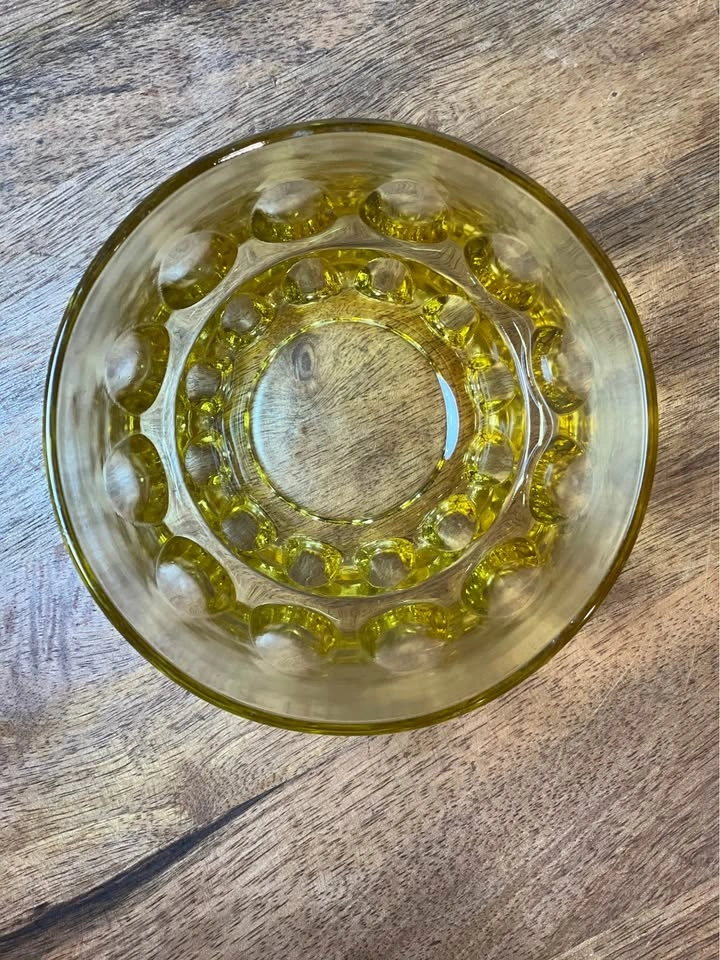 Amber Depression Glass Bowl - Honey Gold Thumbprint - photo 4