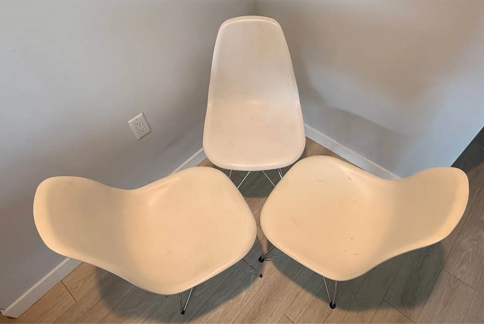 Set of 3 White Dining Chairs - photo 2