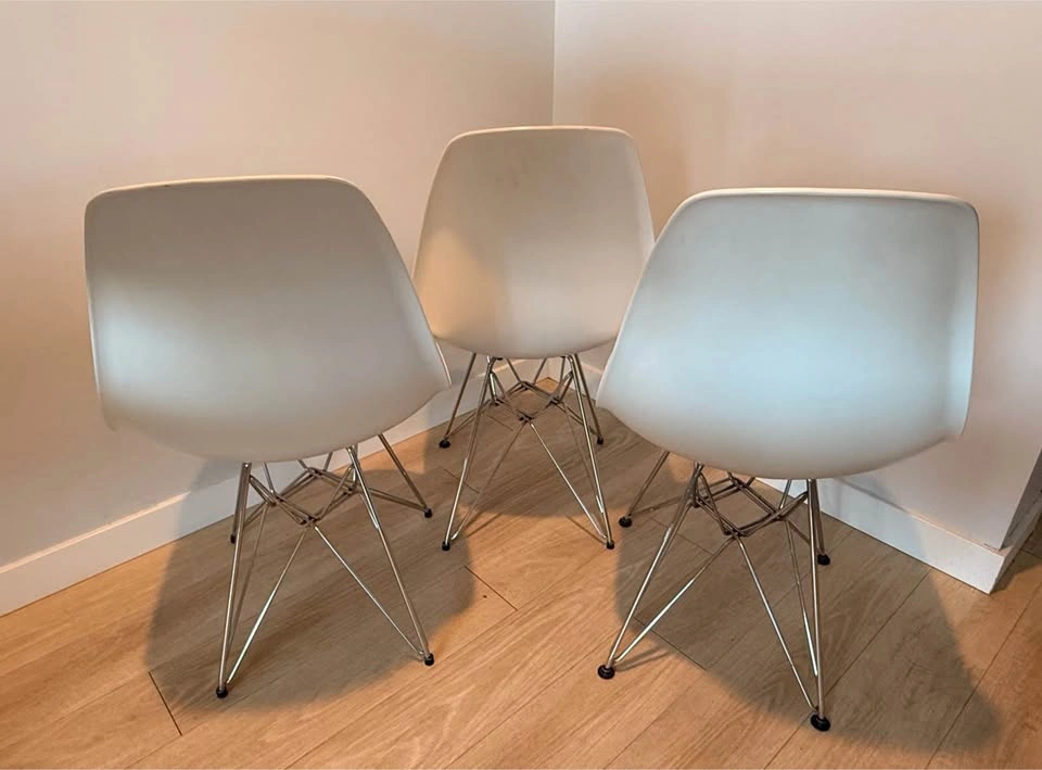 Set of 3 White Dining Chairs - photo 3