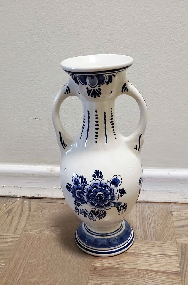 Delft Blue Vase, 10" high
