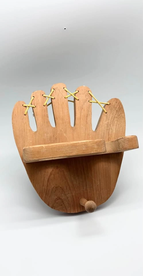 Wooden Baseball Glove Bat Shelf Holder