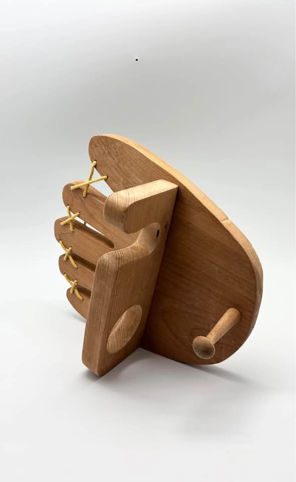 Wooden Baseball Glove Bat Shelf Holder - photo 4