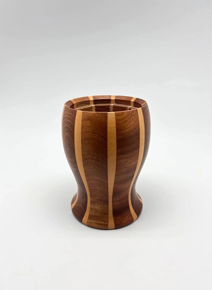 Vintage Lancraft mcm Laminated Wood Vase