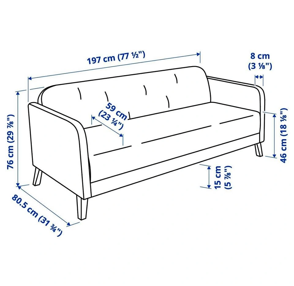 Modern Black Sofa – Great Condition - 77.5 inch long