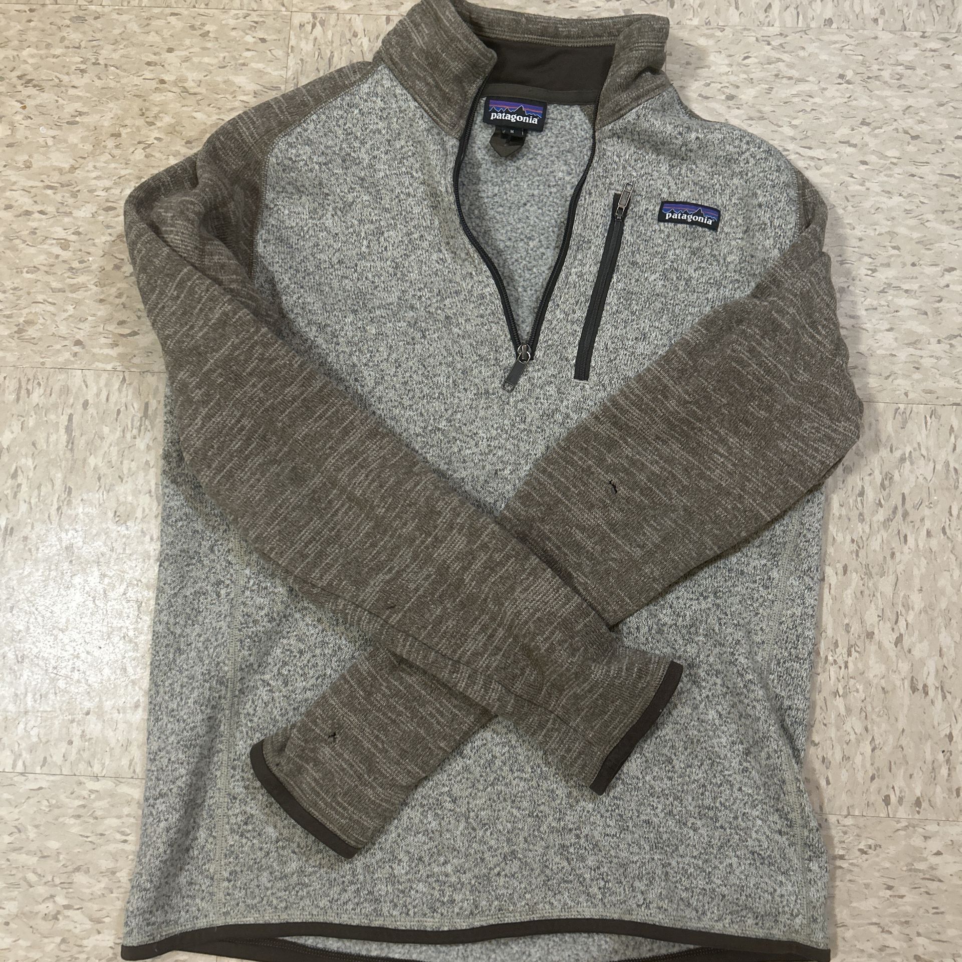 Patagonia Men's Gray Brown Knit 1/4 Zip Pullover M - photo 2