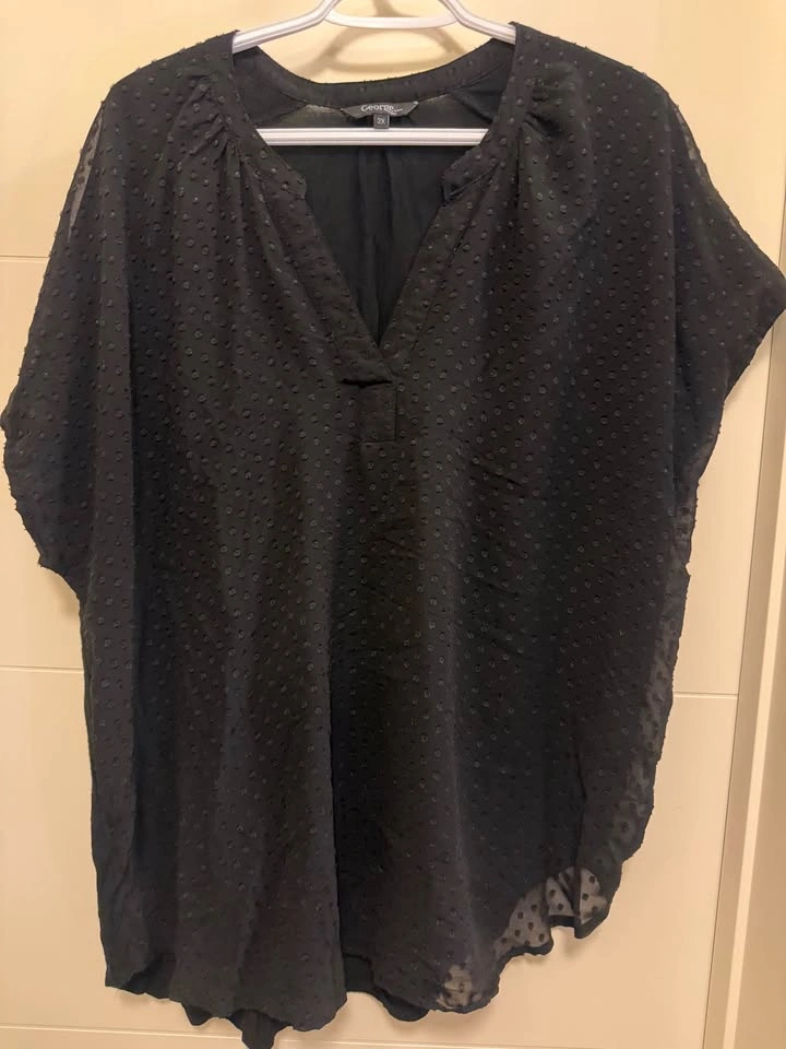 Women's George V-neck Black with Black Polka Dots 2X - photo 2