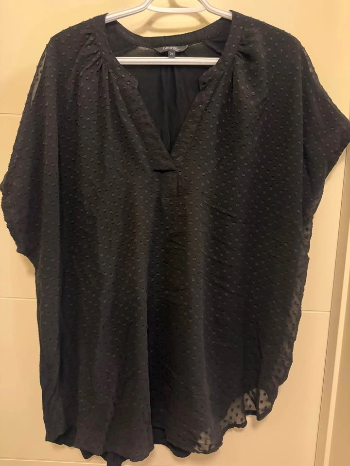 Women's George V-neck Black with Black Polka Dots 2X - photo 3