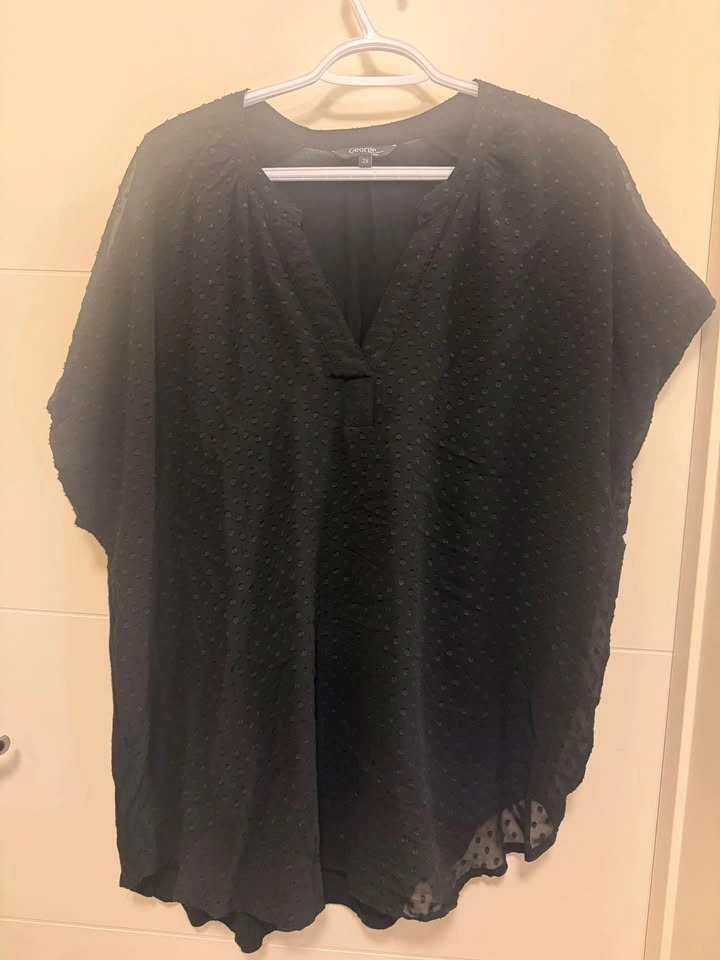 Women's George V-neck Black with Black Polka Dots 2X - photo 4