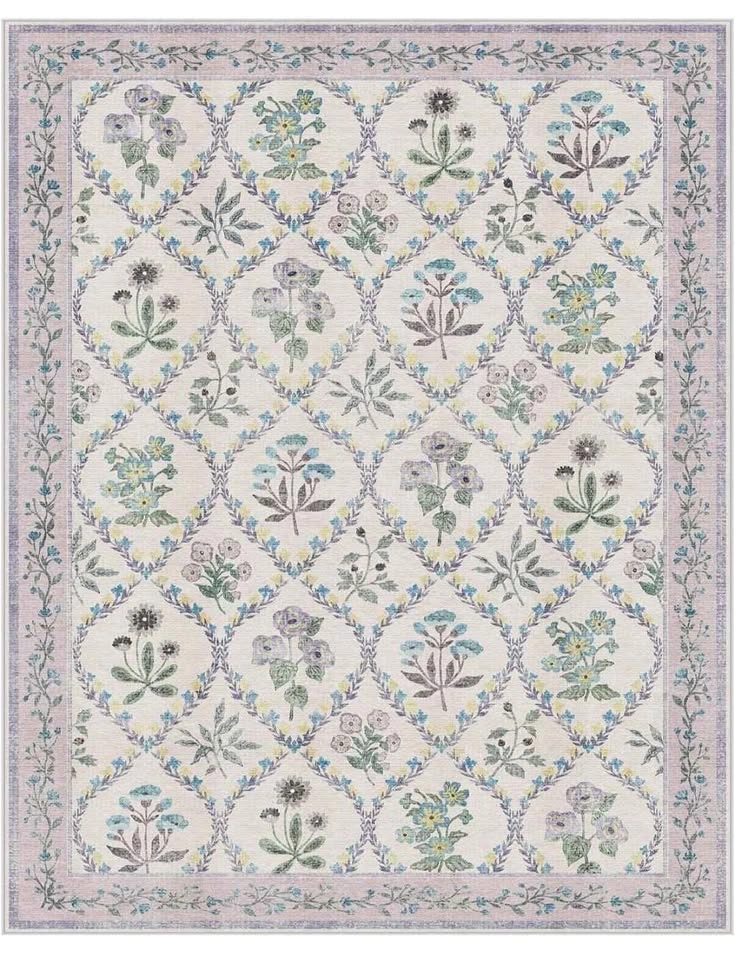 8x10 Purple Grey Area Rug - Washable, Non-Slip Boho Floral - NEW - photo 5