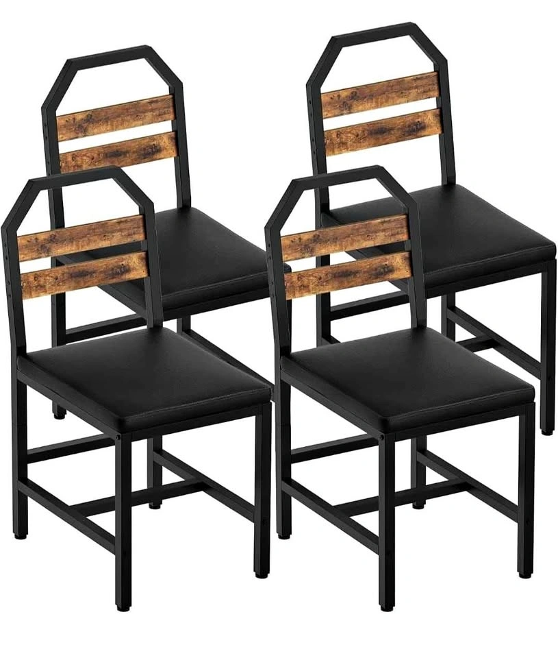NEW 4-Piece Kitchen Chair Set - Upholstered Seat & Back Support