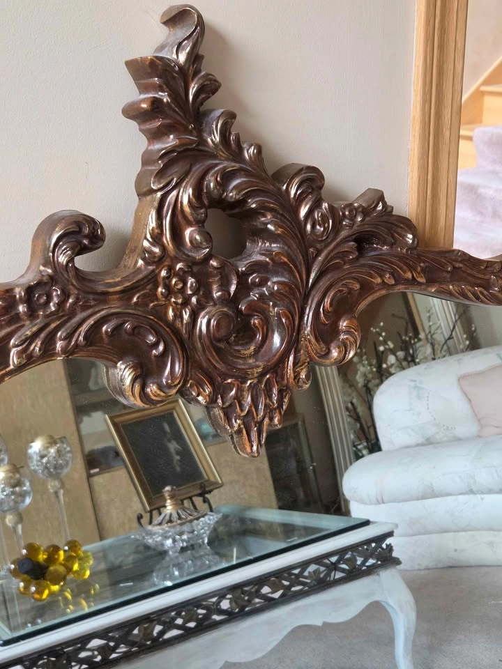 Vintage French Rococo Louis XV Gold Wall Mantle Mirror ~ Bisque - photo 2