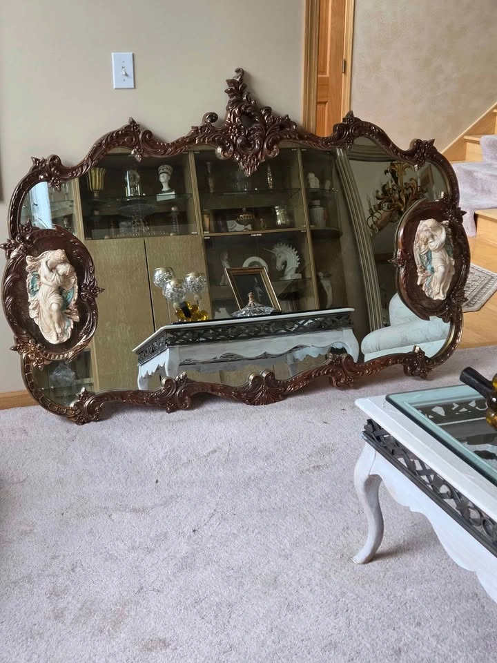 Vintage French Rococo Louis XV Gold Wall Mantle Mirror ~ Bisque - photo 3