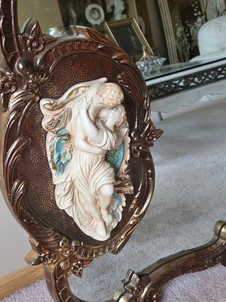 Vintage French Rococo Louis XV Gold Wall Mantle Mirror ~ Bisque - photo 4