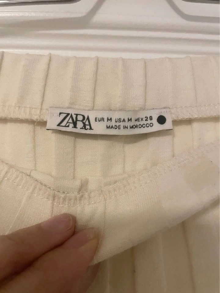 Zara Cream Ribbed Mid Skirt - Size 8 - photo 2