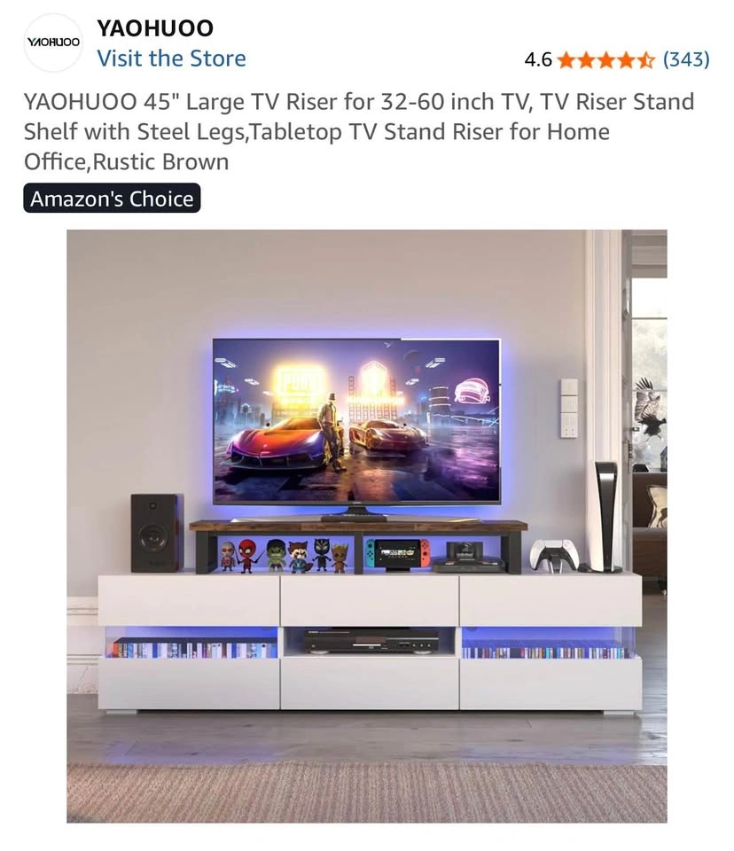 YAOHUOO 45" Large TV Riser Stand Shelf - Rustic Brown - photo 4