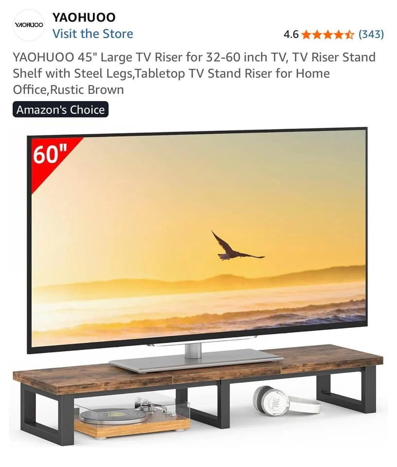 YAOHUOO 45" Large TV Riser Stand Shelf - Rustic Brown - photo 5