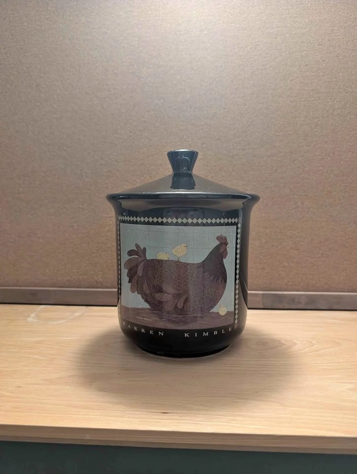 American Folk Art Airtight Canister - Chicken Motif